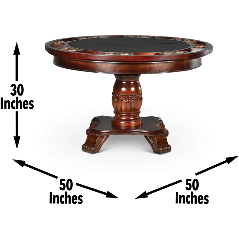 Tournament Dining Table with Black Vegan Leather Game Table Top
