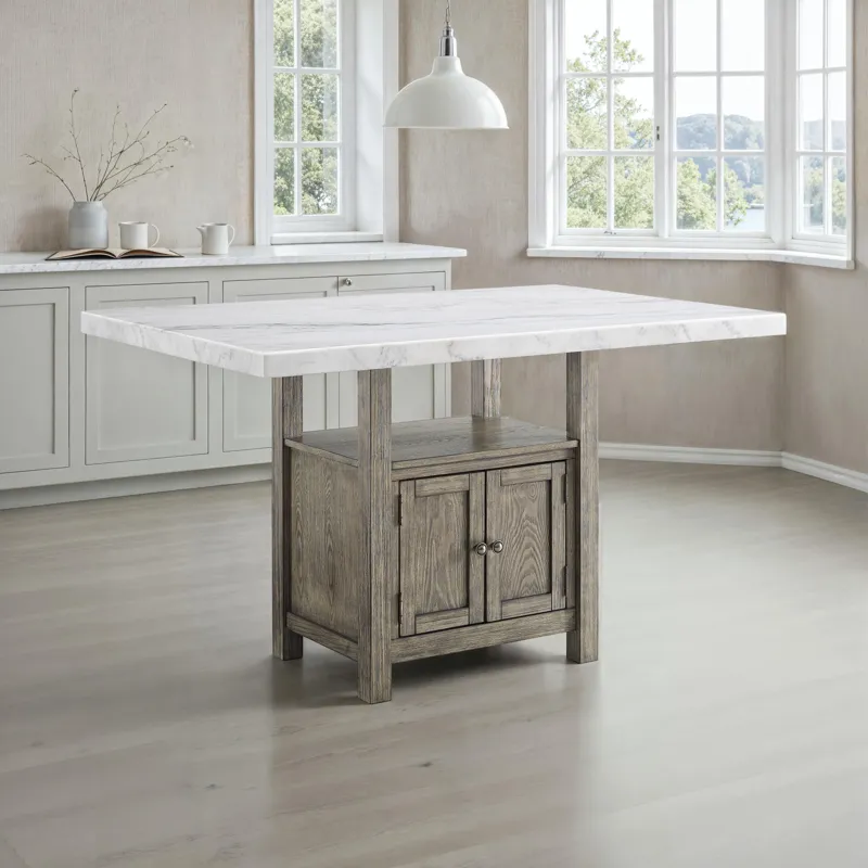Grayson White Marble Counter Height Dining Table