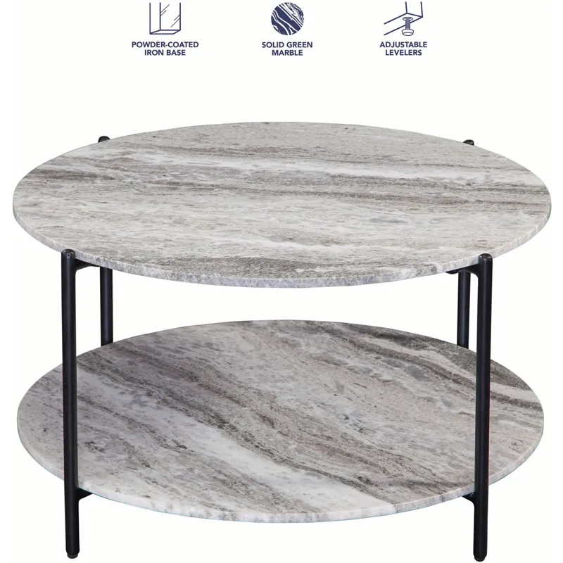 Coleen Green Marble Round Cocktail Table