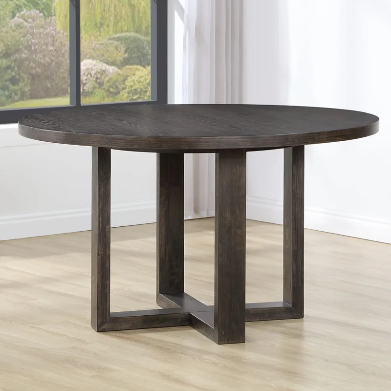 Evan Brown Round Dining Table