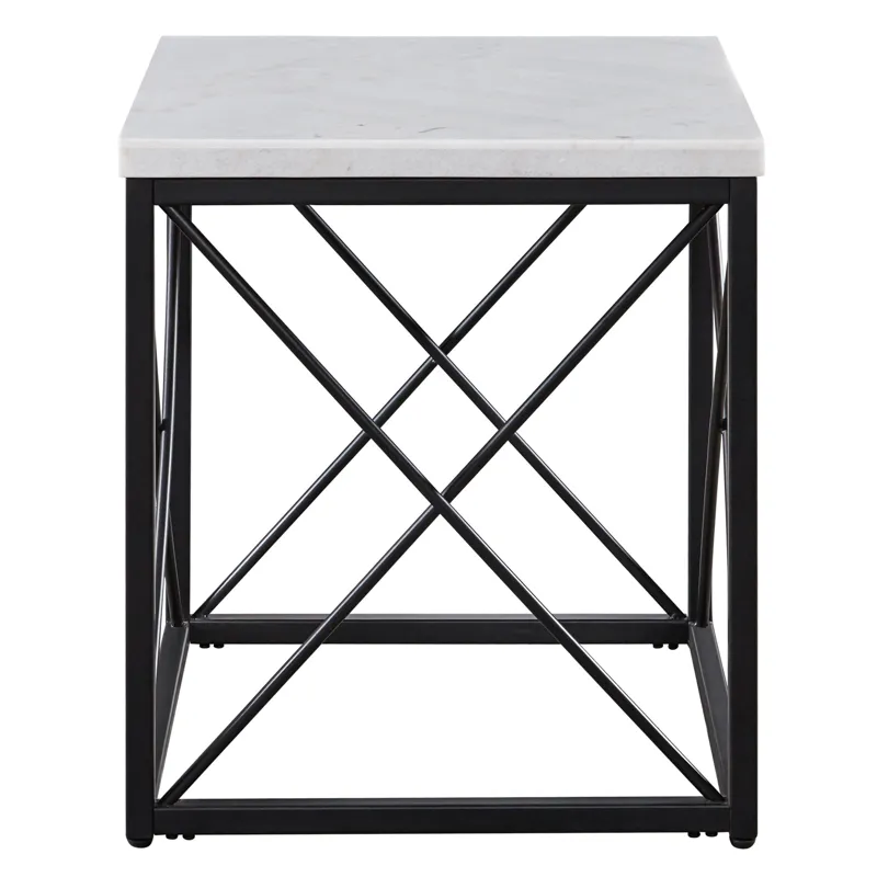 Skyler White Marble Top Square End Table