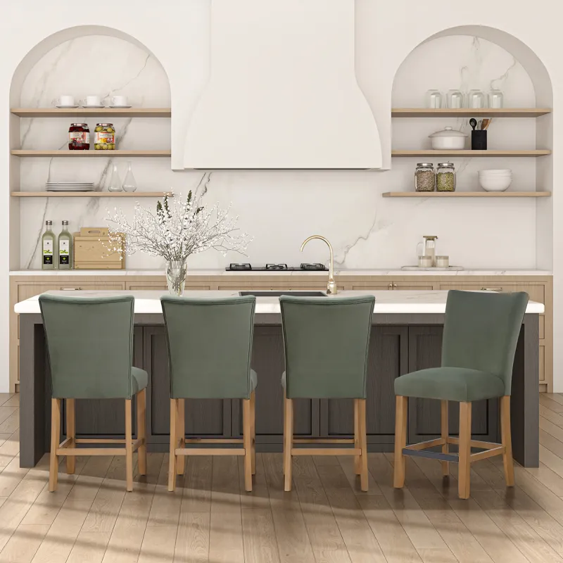 Artemis Chive Green Velvet Counter Chair