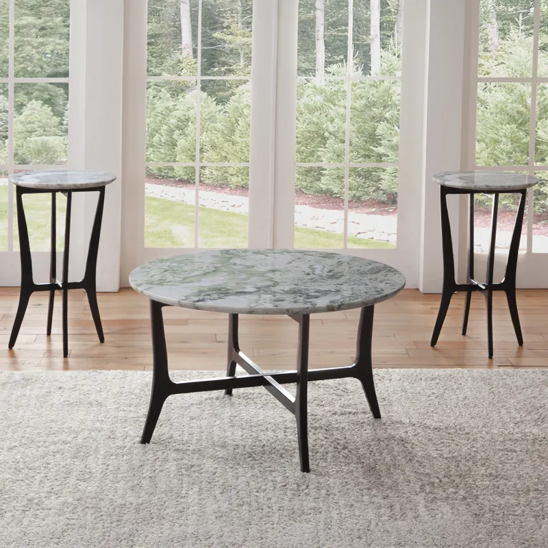 Hoxley Green Onyx Top Round End Table