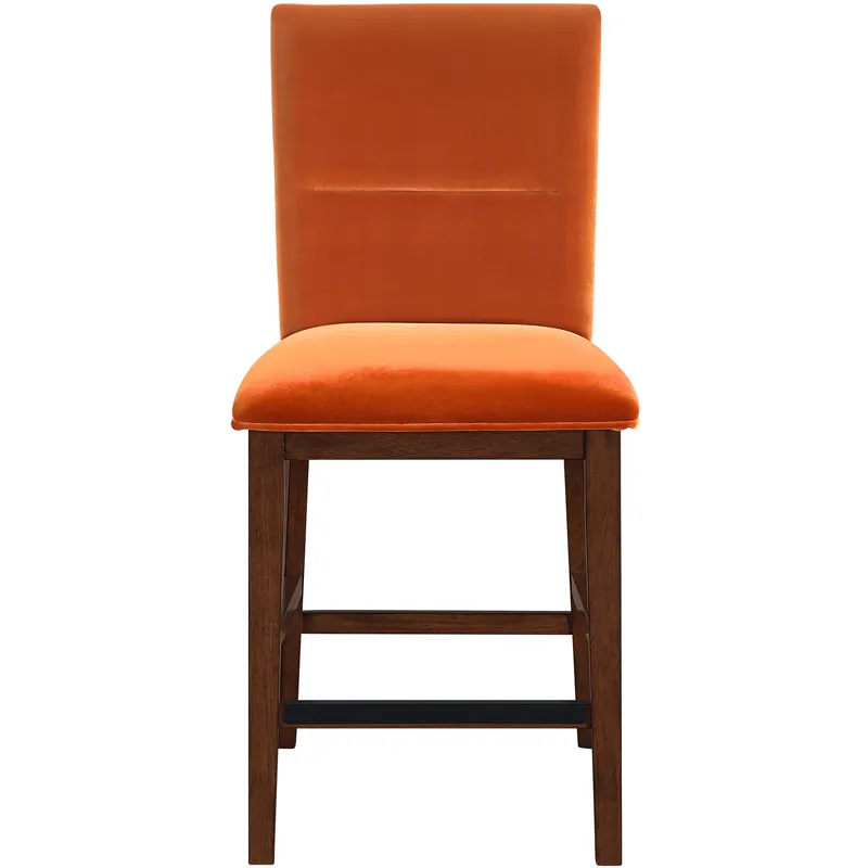 Zen Orange Velvet Counter Chair
