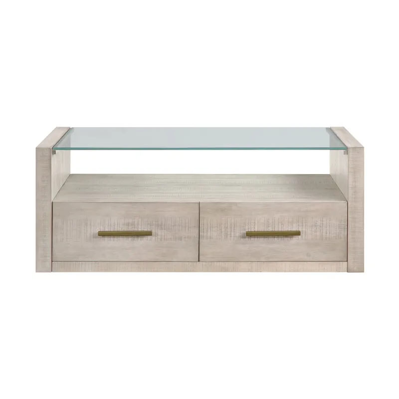 Garland Glass Top Cocktail Tabl W/Casters, Blonde Finish