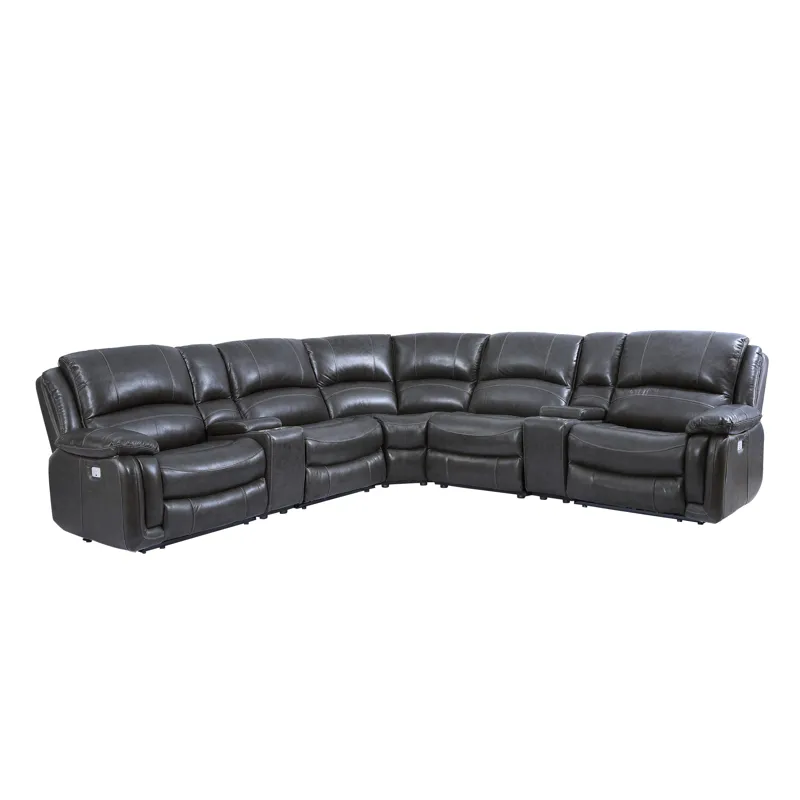 Denver Armless Leather Sectional Chair, Charcoal