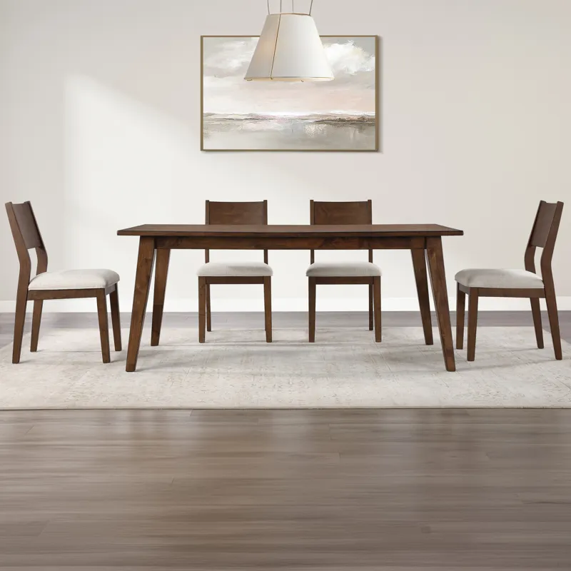 Canton 72" Solid Wood Table, 4 Side Chairs