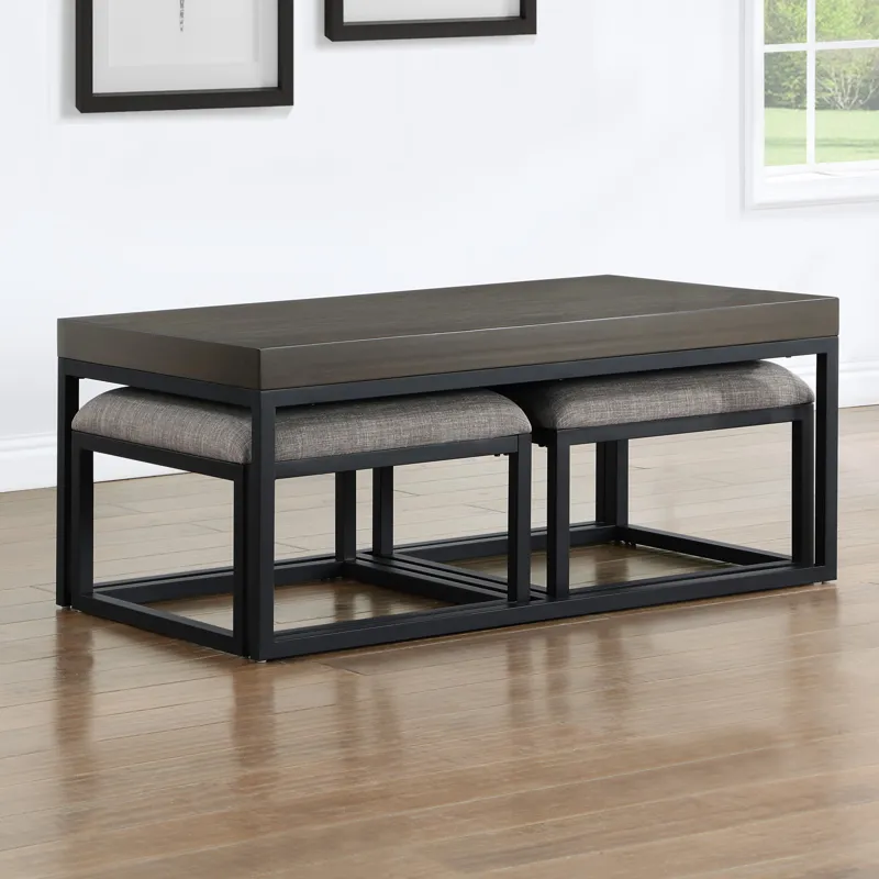 Yukon Rectangular Nesting Table With 2 Stools