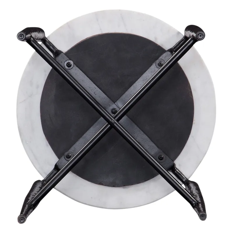 Loxie White Marble Top Round End Table