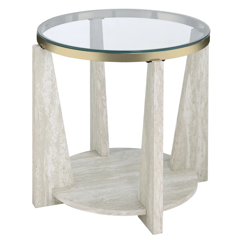 Wanda 24″ Round Glass Top End Table