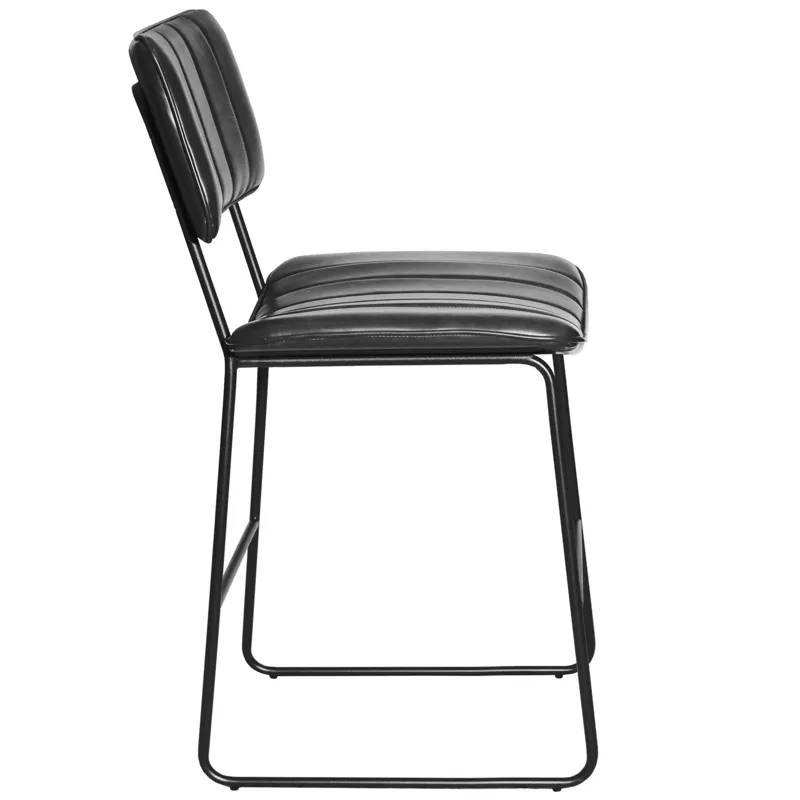 Tribeca Commercial Grade 24\" Counter Chair, Black Vegan Leather