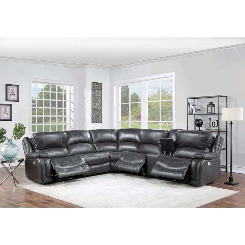 Denver Armless Leather Sectional Chair, Charcoal