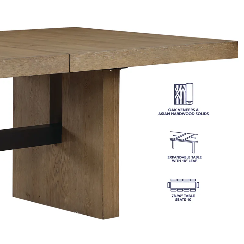 Aubrey 7-Piece 78-96\" Dining Table Set With 6 Upholstered Parsons Chairs, Brown