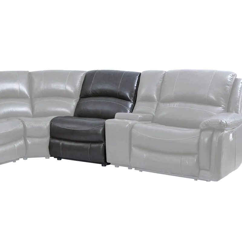Denver Dual-Power Leather Armless Recliner, Charcoal