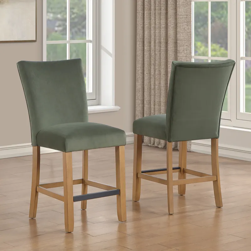 Artemis Chive Green Velvet Counter Chair