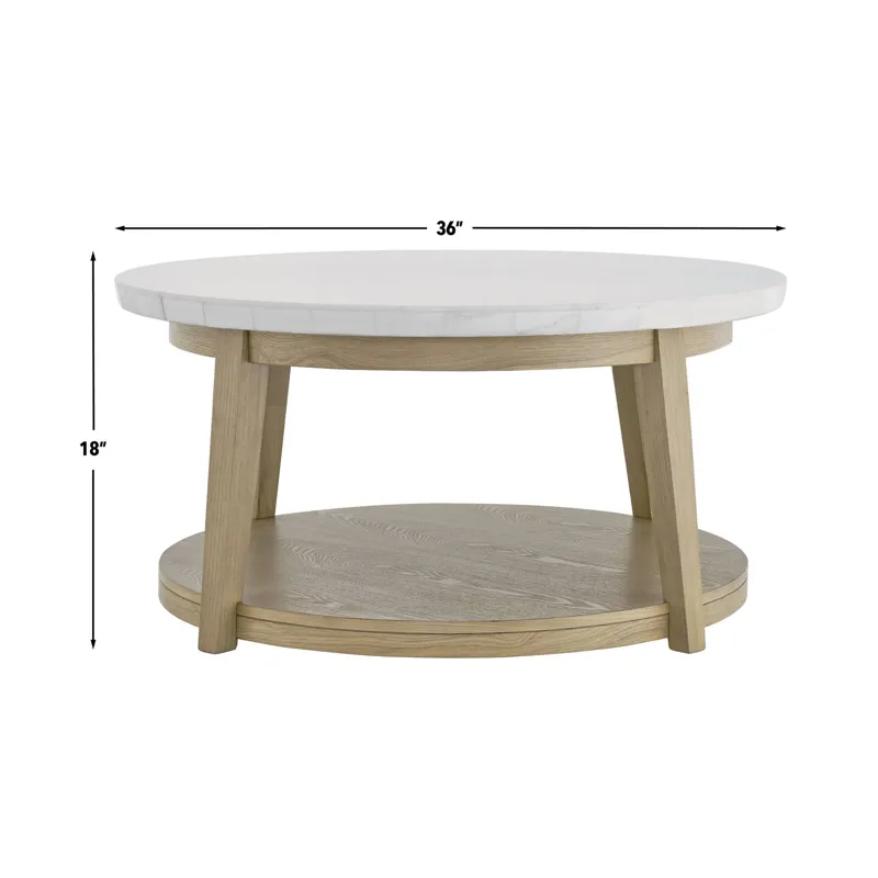 Vida White Marble Top Round Cocktail Table