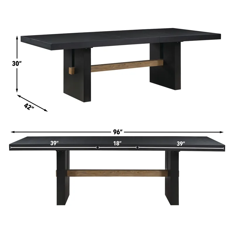 Aubrey 78-96" Dining Table W/18" Leaf, Black
