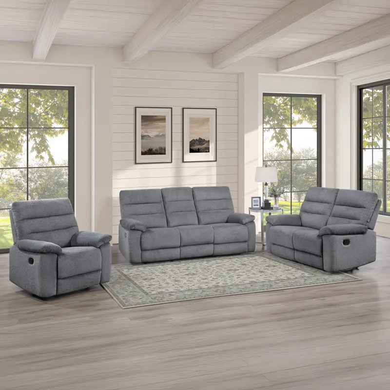 Cozy Gray Manual Recliner