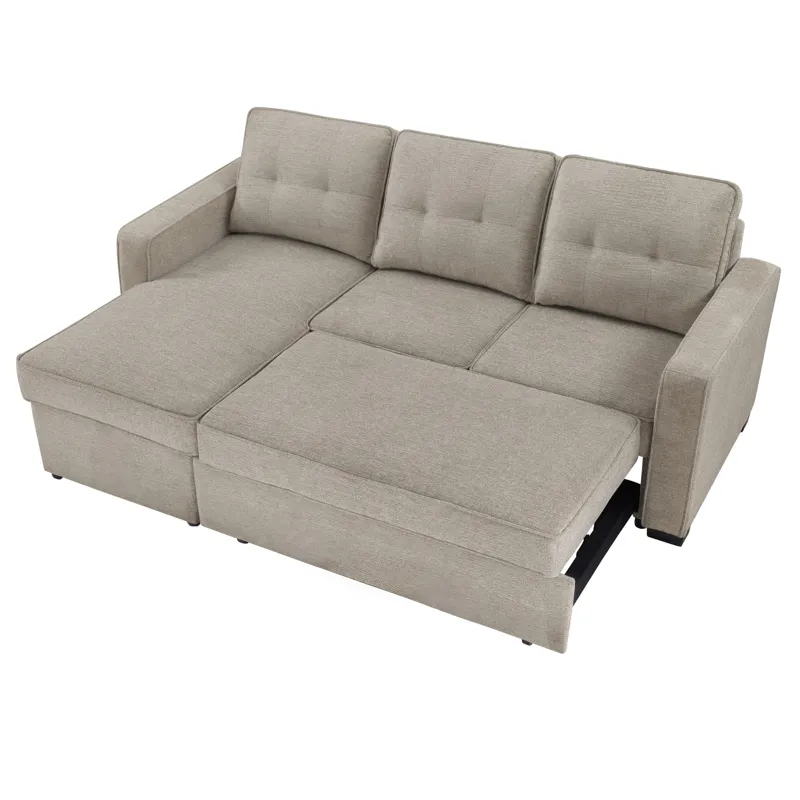 Noah Flippable, Convertible Storage Sleeper Chofa, Tan