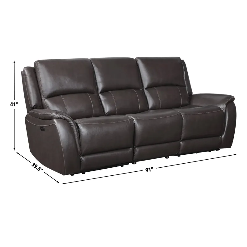 Alexandria Power Leather Reclining Sofa Living Room Set