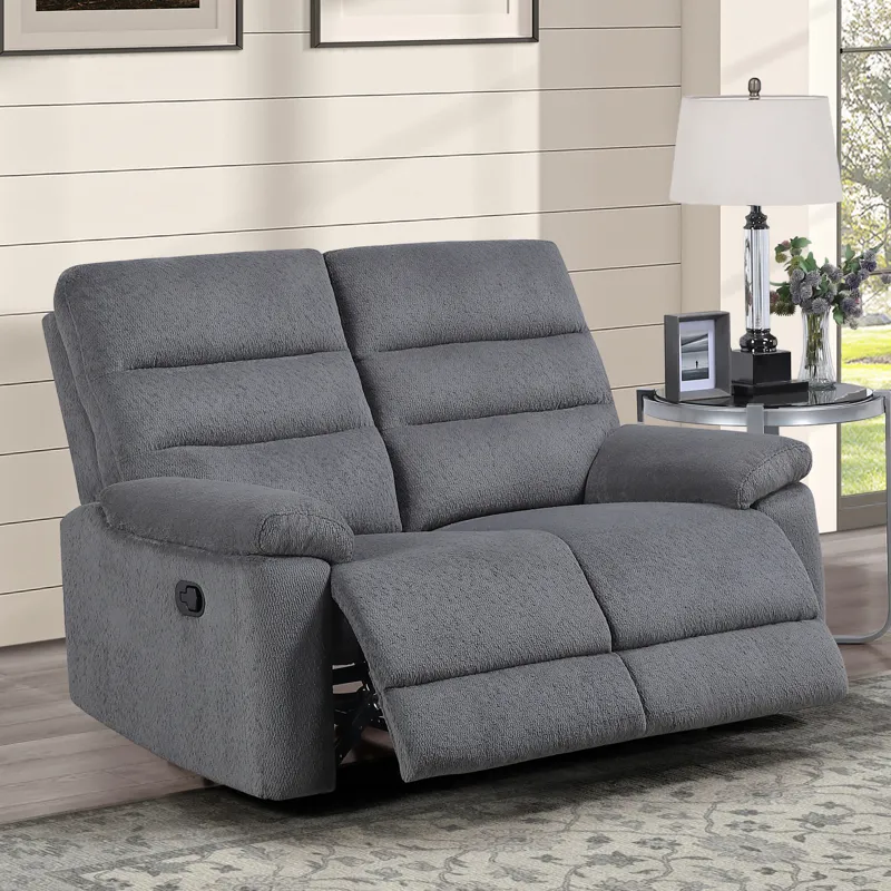 Cozy Gray Manual Recliner Loveseat