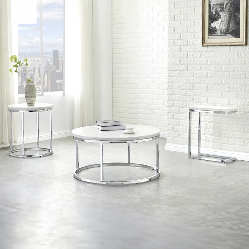 Echo White Marble Top Chairside Table
