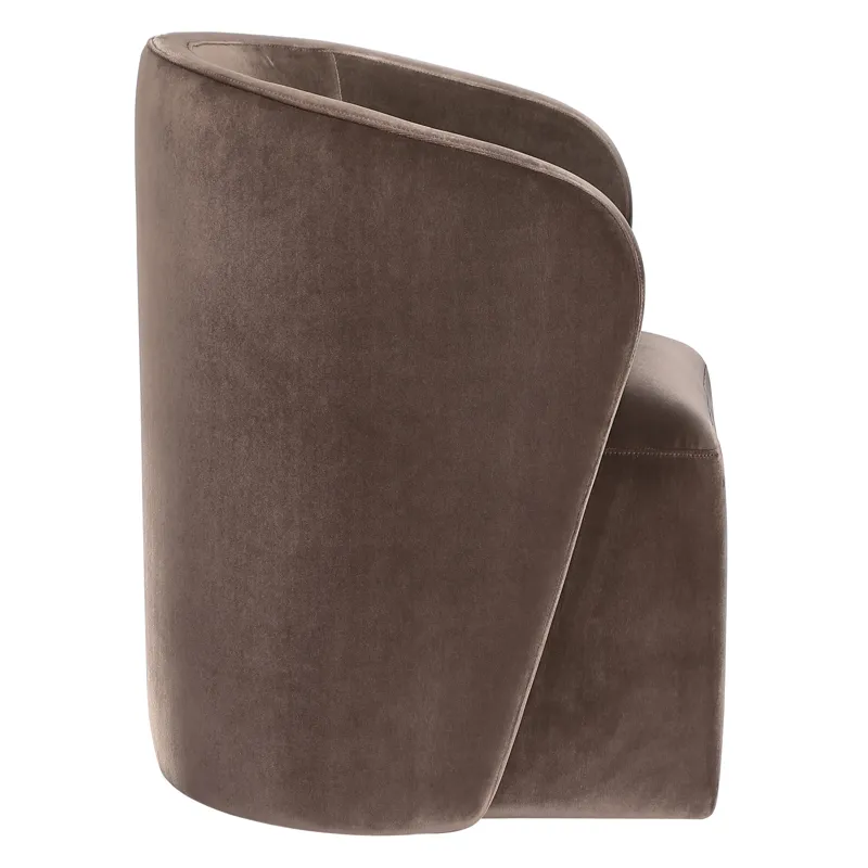 Annie Chocolate Velvet Barrel Chair W/Ca