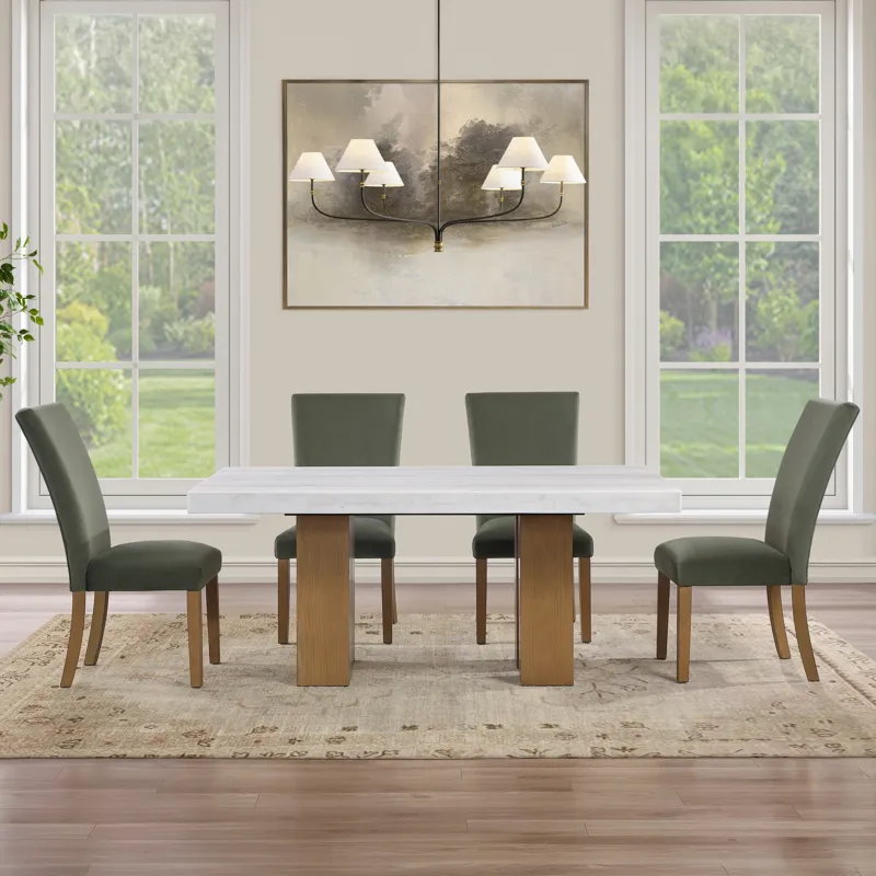 Artemis 70\" Rectangle White Marble Table, Tan