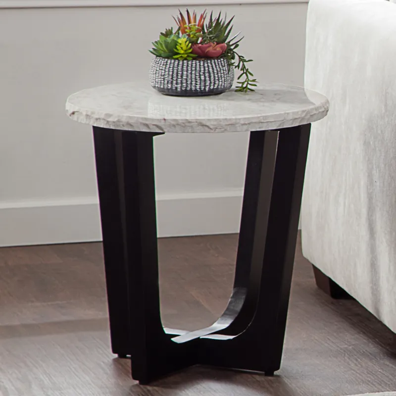 Chrissy White Marble Top End Table