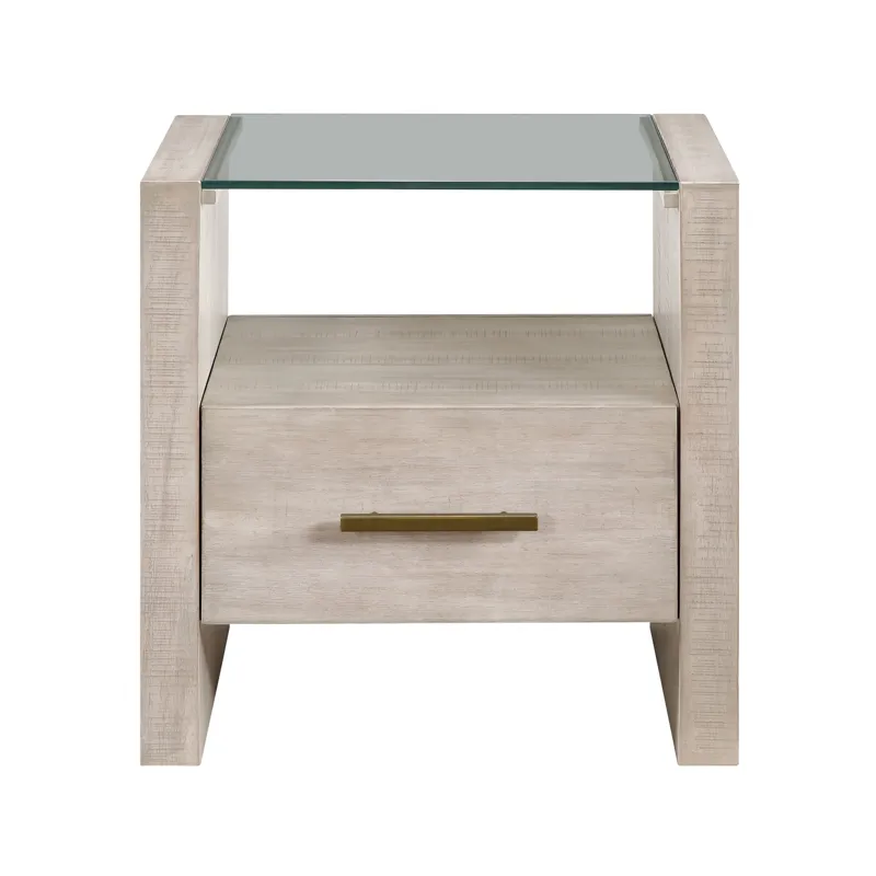 Garland Glass Top End Table, Blonde Finish