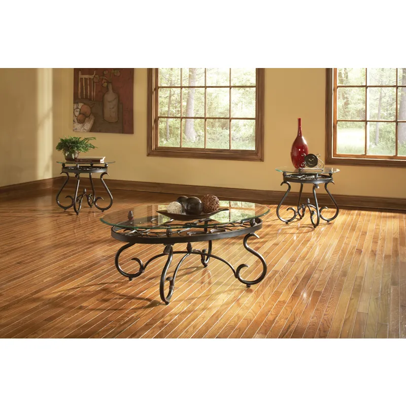 Lola 3 Pack Glass Top Occasional Table Set