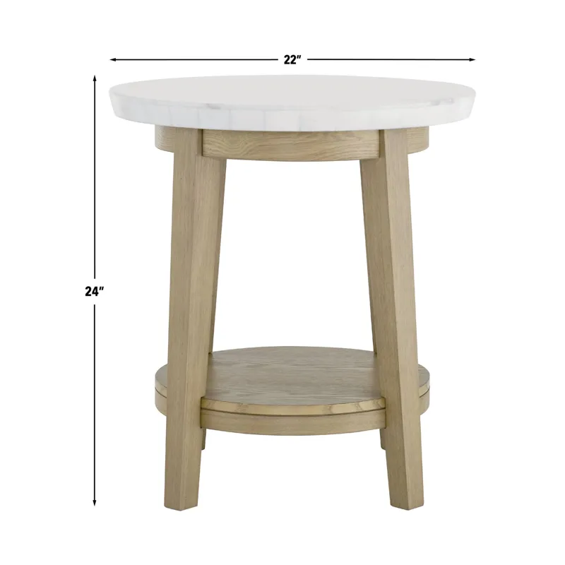 Vida White Marble Top Round End Table