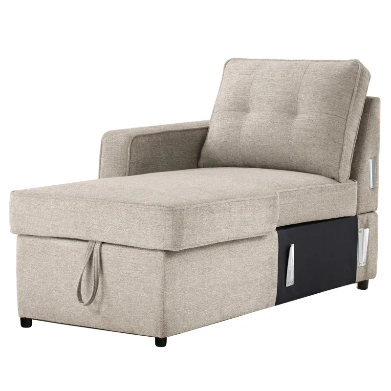 Noah Reversible Storage Chaise, Tan