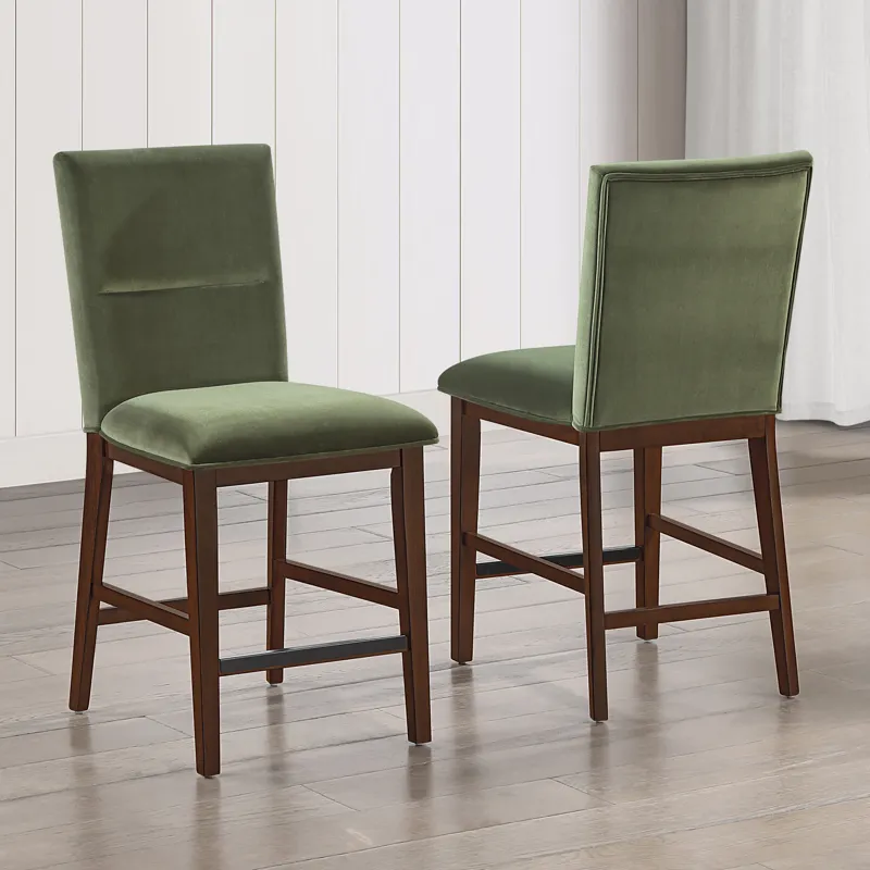 Zen Green Velvet Counter Chair