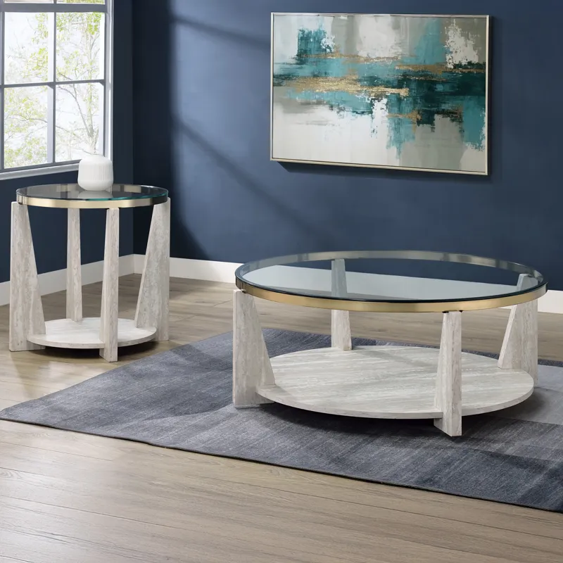 Wanda 24″ Round Glass Top End Table