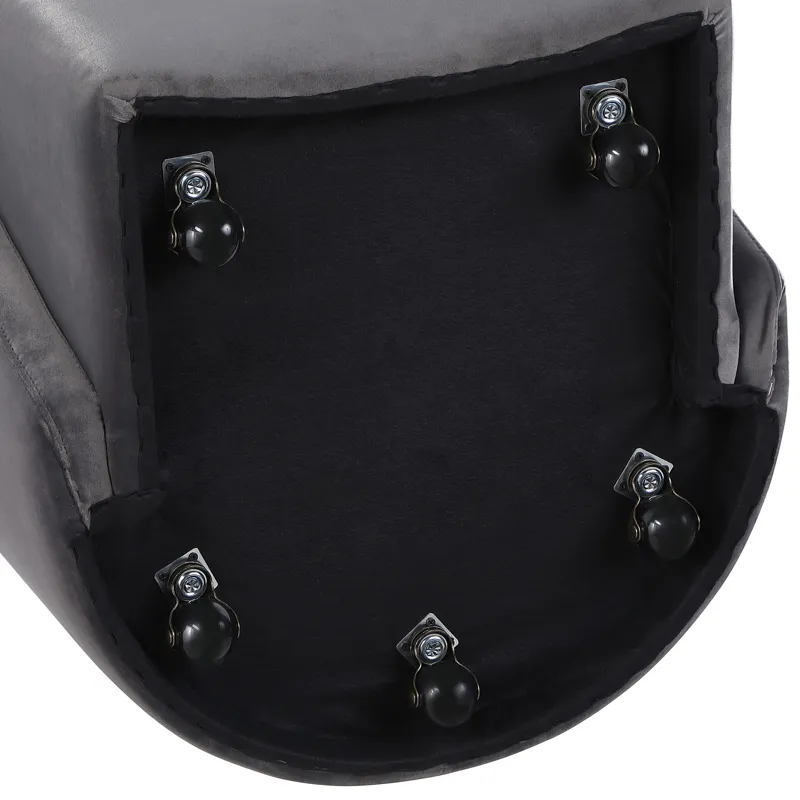 Annie Gray Velvet Barrel Chair W/Casters