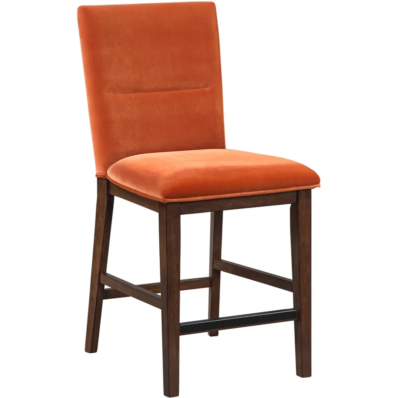 Zen Orange Velvet Counter Chair