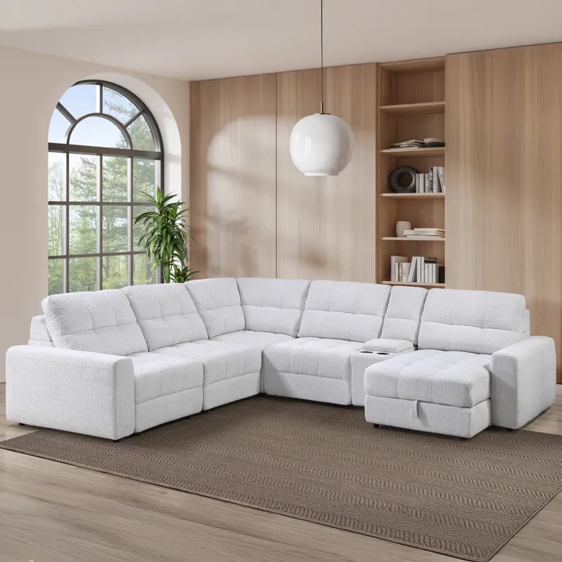 Snyder White 6-Piece Reclining Sectional