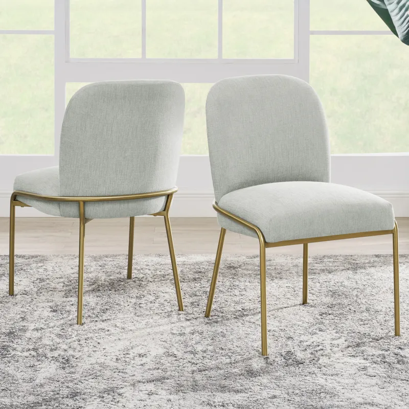 Conrad 5-Piece 48″ Round White Marble Dining Set With Gold Base