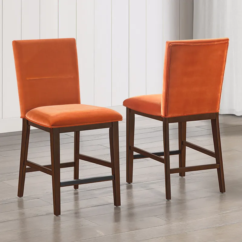 Zen Orange Velvet Counter Chair