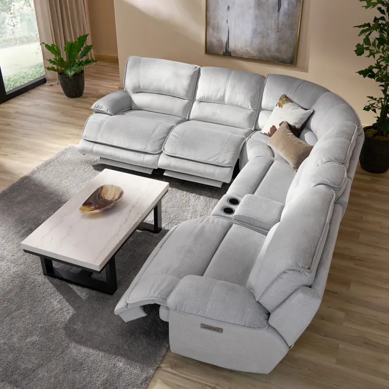 Olson Olsen Silver 6-Piece Power Reclining Sectional