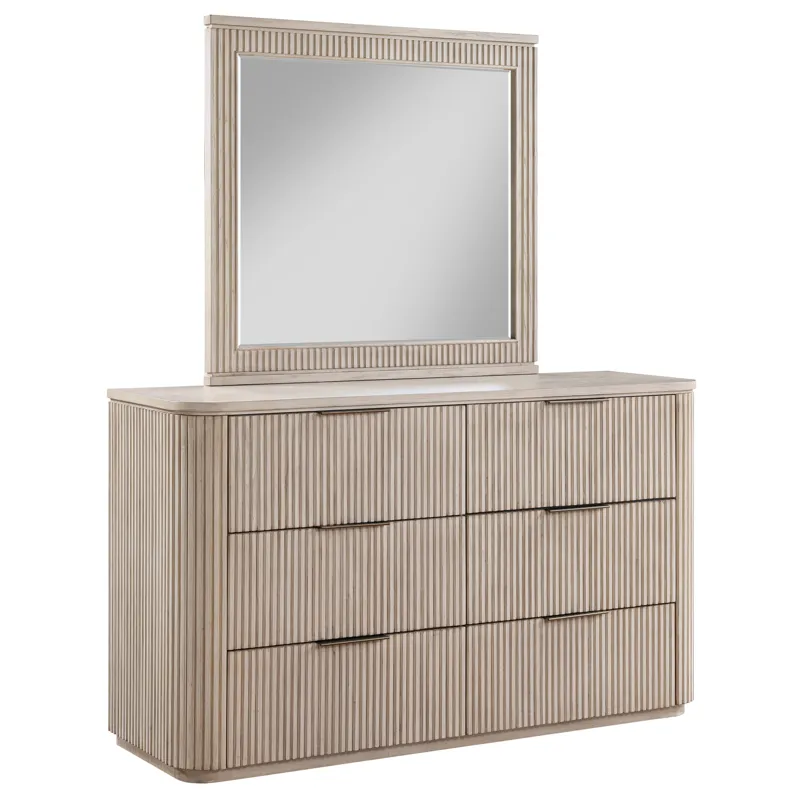 Henry 6-Drawer Dresser And Mirror, Tan Finish
