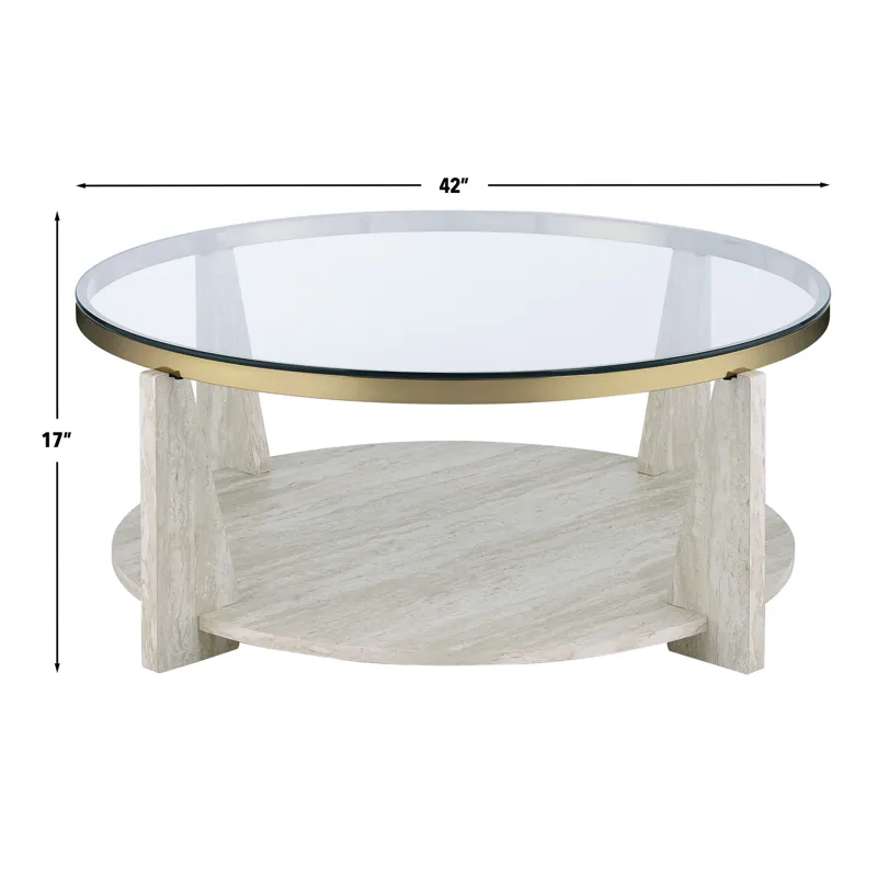 Wanda 3-Piece Glass Top Table Set With Castered Coffee Table