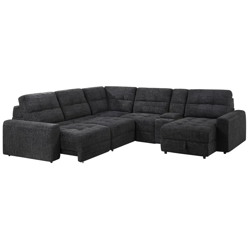 Snyder Black 6-Piece Reclining Sectional