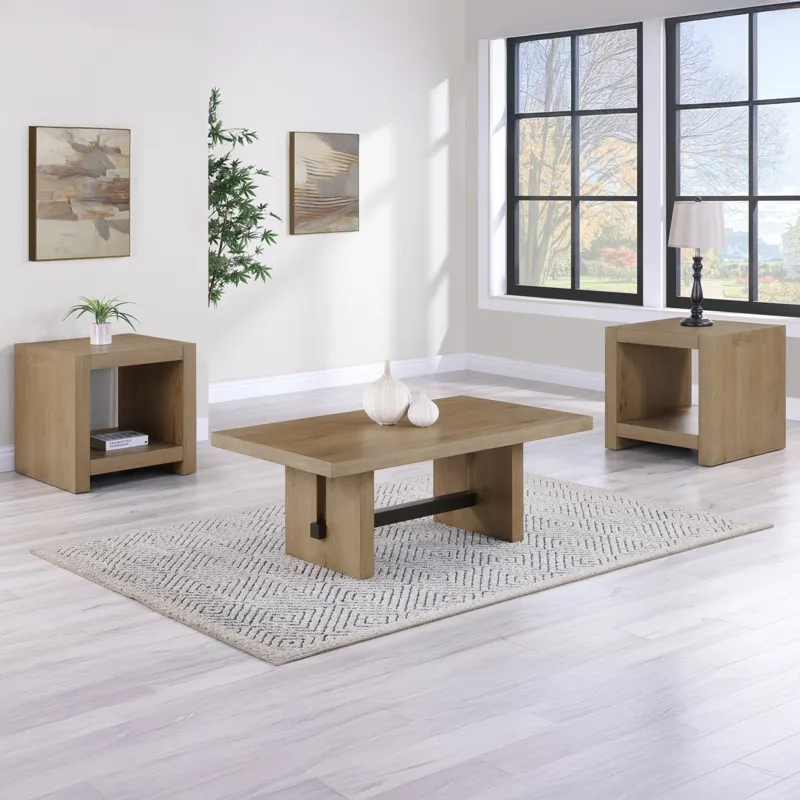 Aubrey 3-Piece Table Set, Brown