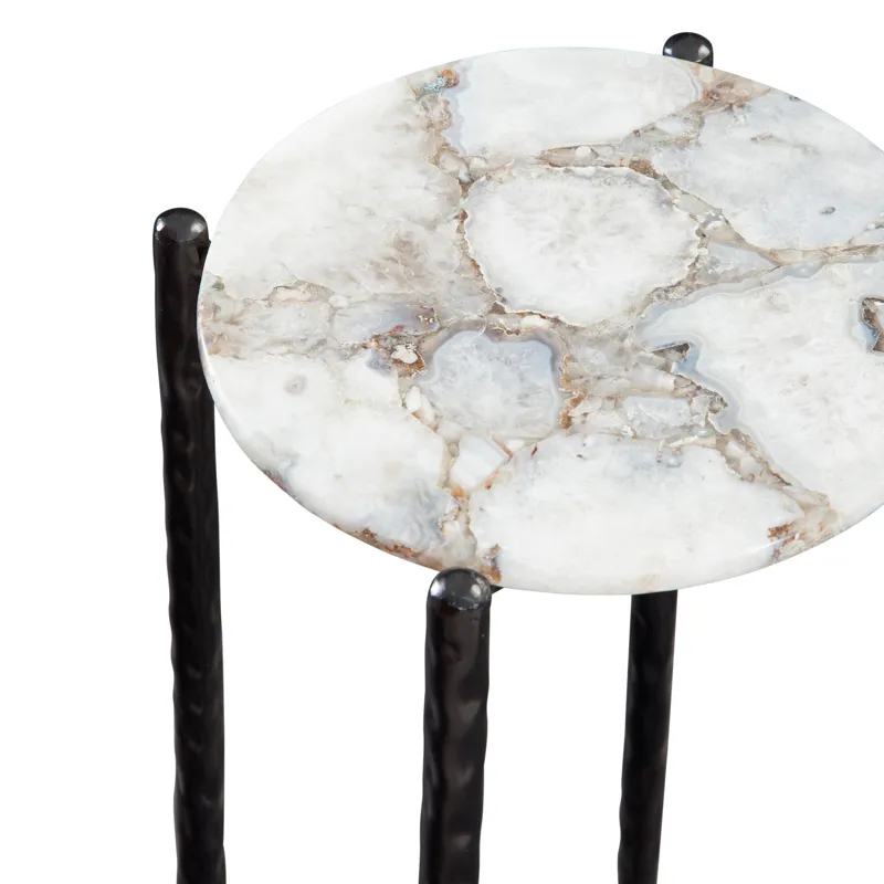 Octavio White Agate Top Chairside Table