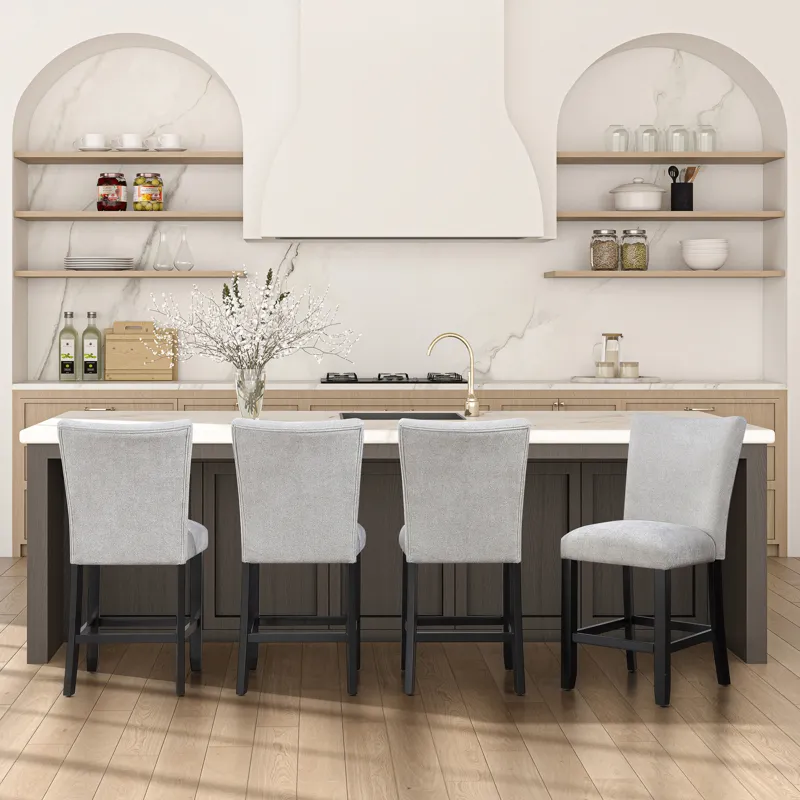 Artemis Gray Chenille Counter Chair