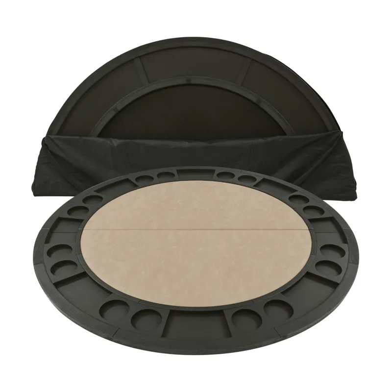 Rylie Folding Game Table Top, Black Finish With Sand Vegan Leather