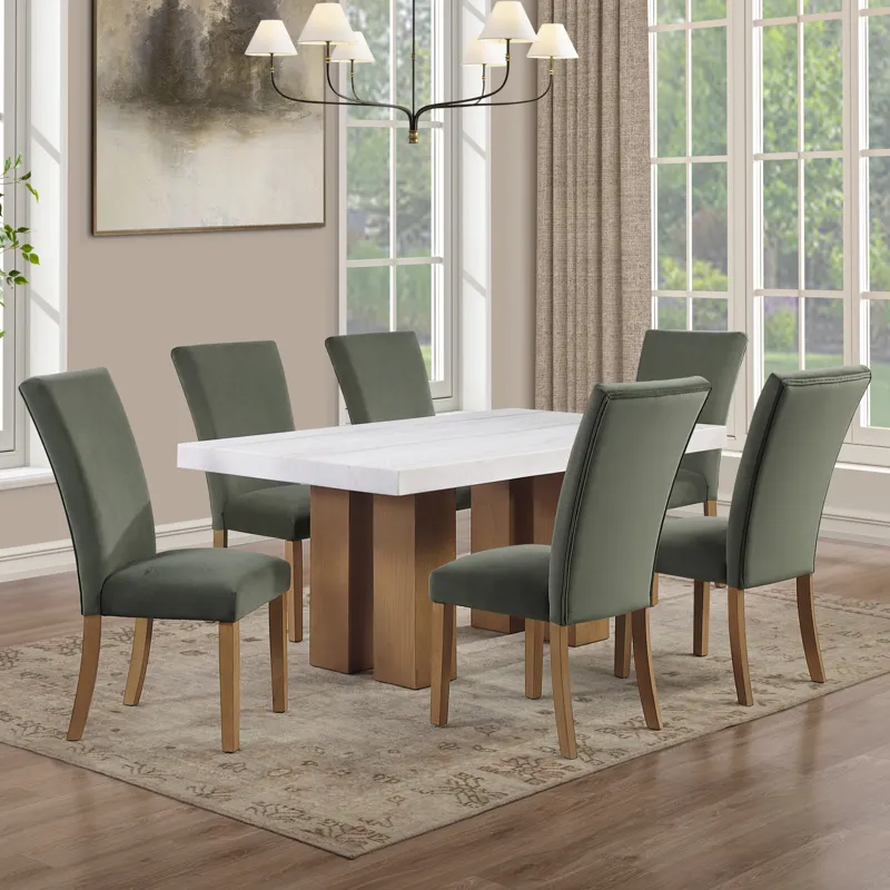 Artemis 70\" Rectangle White Marble Table, Tan