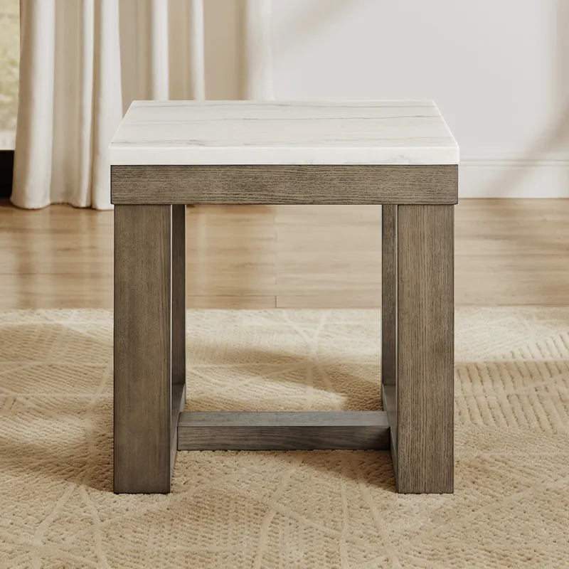 Calla White Marble Top Square End Table